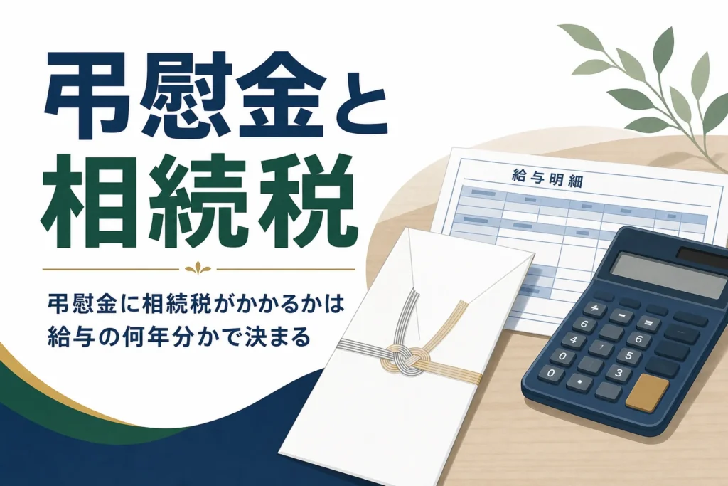 弔慰金に相続税がかかるかは給与の何年分かで決まるを解説する記事のアイキャッチ