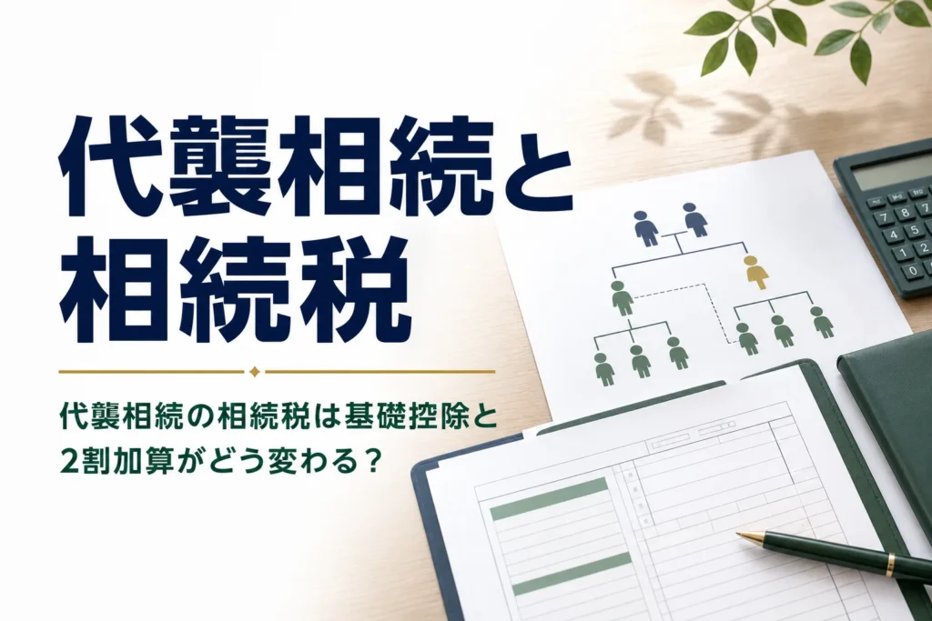 代襲相続の相続税と基礎控除・2割加算を解説する記事のアイキャッチ