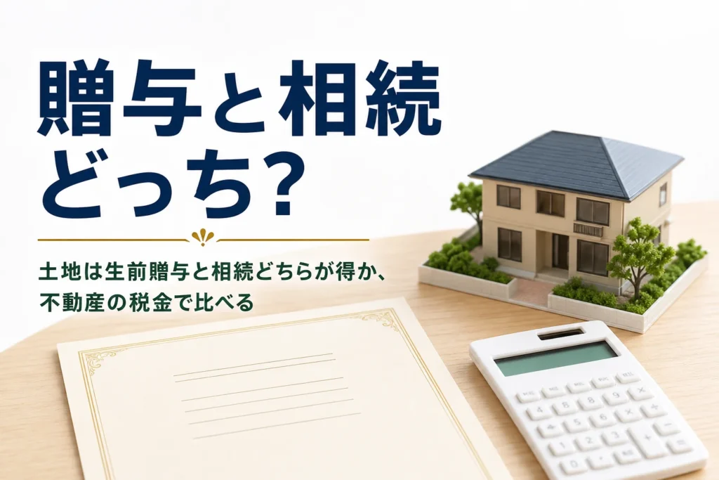 土地や家を生前贈与と相続のどちらで渡すと得かを解説する記事のアイキャッチ