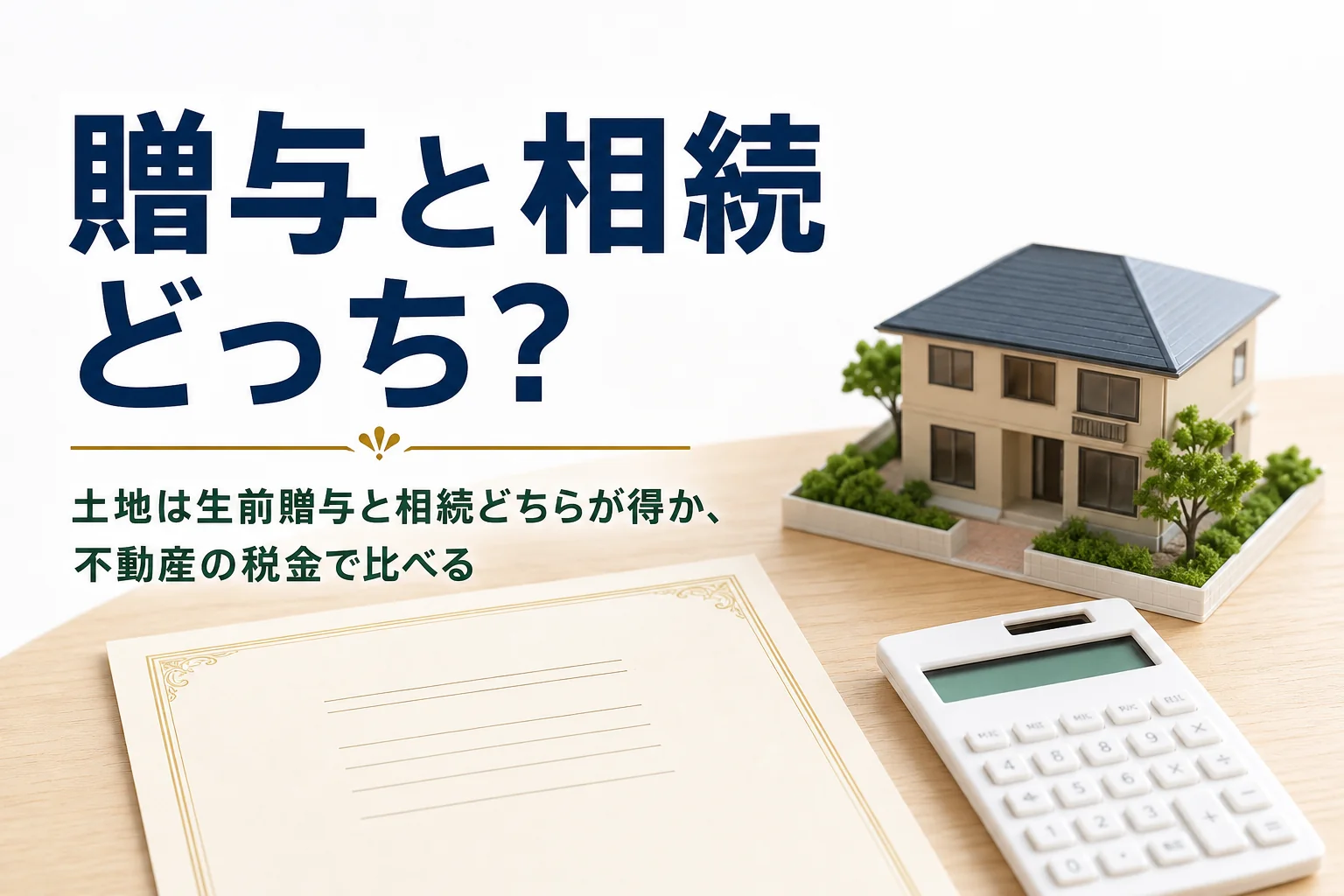 土地や家を生前贈与と相続のどちらで渡すと得かを解説する記事のアイキャッチ