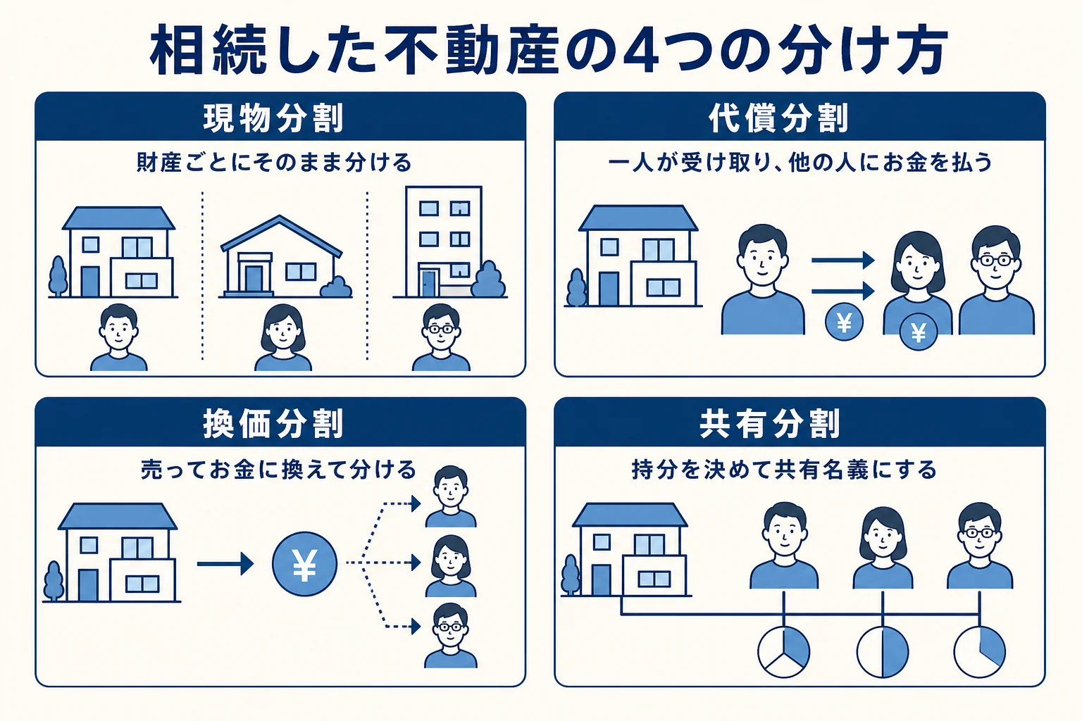 相続した不動産の4つの分け方を比べた図解