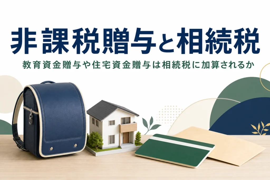教育資金・住宅取得資金の非課税贈与と相続税の関係を解説する記事のアイキャッチ