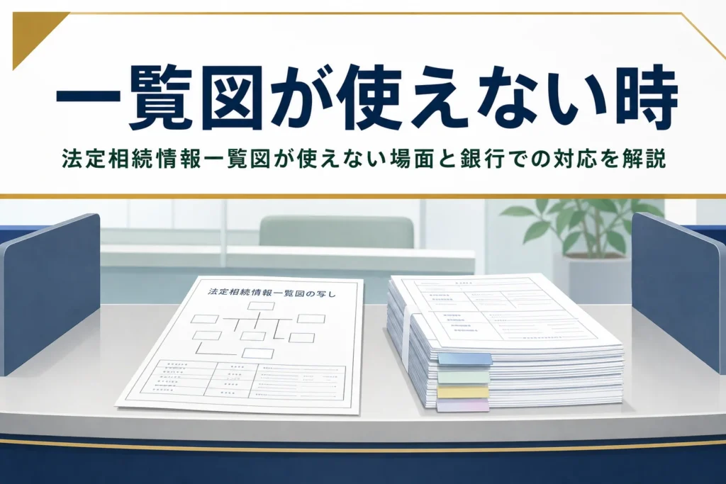 法定相続情報一覧図が使えない場面と銀行での対応を解説する記事のアイキャッチ