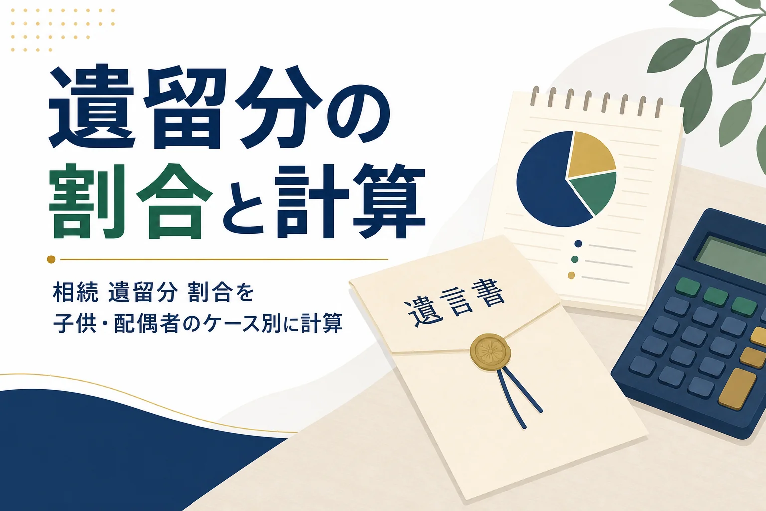 相続の遺留分の割合と計算方法をケース別の計算例で解説する記事のアイキャッチ
