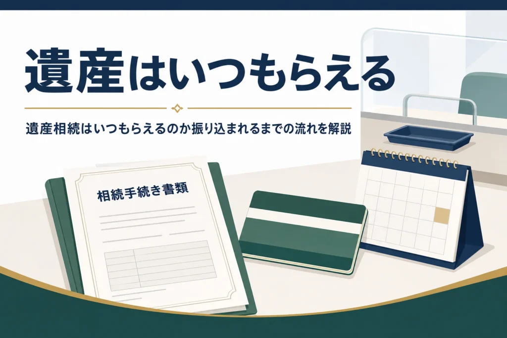 遺産相続はいつもらえるのか振り込まれるまでの流れを解説する記事のアイキャッチ