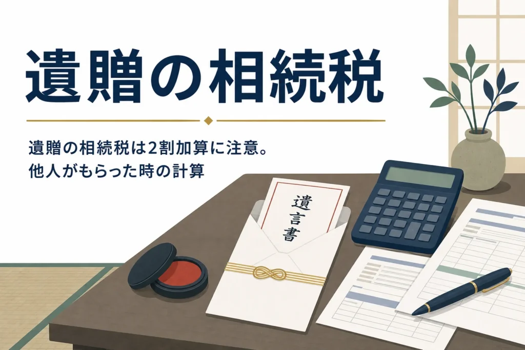 遺言で相続人以外が財産を受け取る遺贈の相続税を解説する記事のアイキャッチ