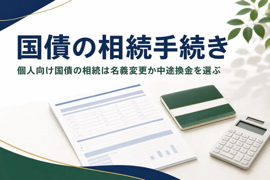 個人向け国債の相続は名義変更か中途換金を選ぶを解説する記事のアイキャッチ
