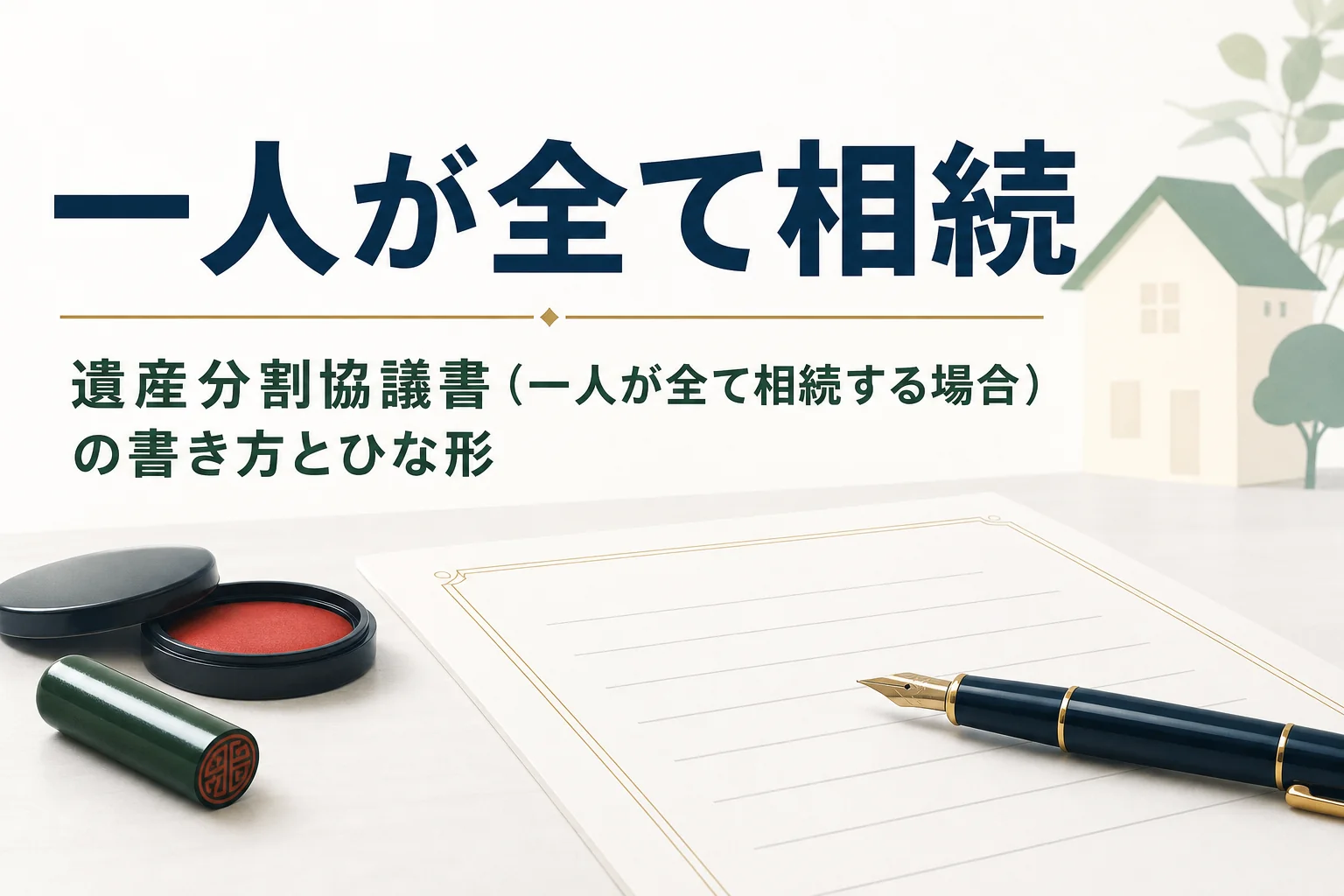 一人が全て相続する場合の遺産分割協議書の書き方を解説する記事のアイキャッチ