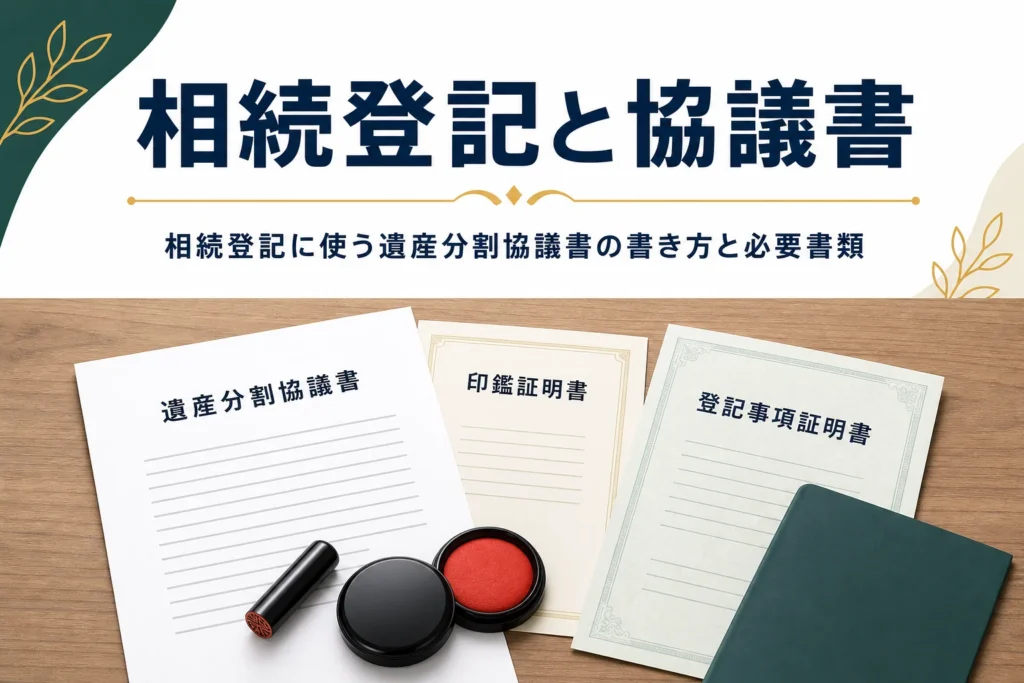 相続登記に使う遺産分割協議書と必要書類を解説する記事のアイキャッチ