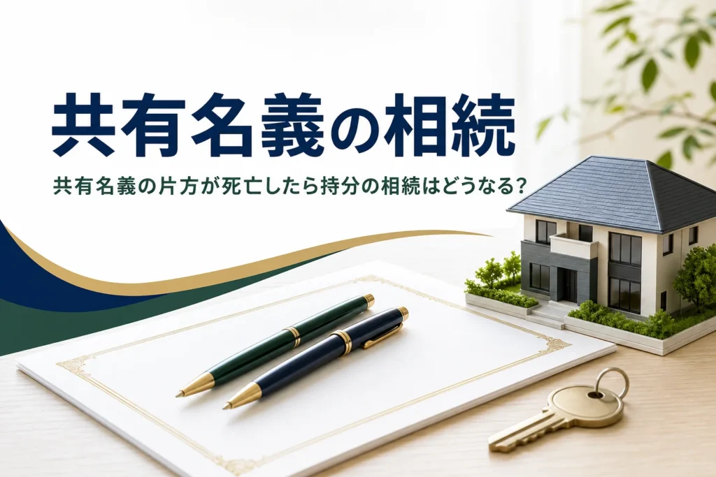 共有名義の片方が死亡した時の持分の相続と相続登記を解説する記事のアイキャッチ