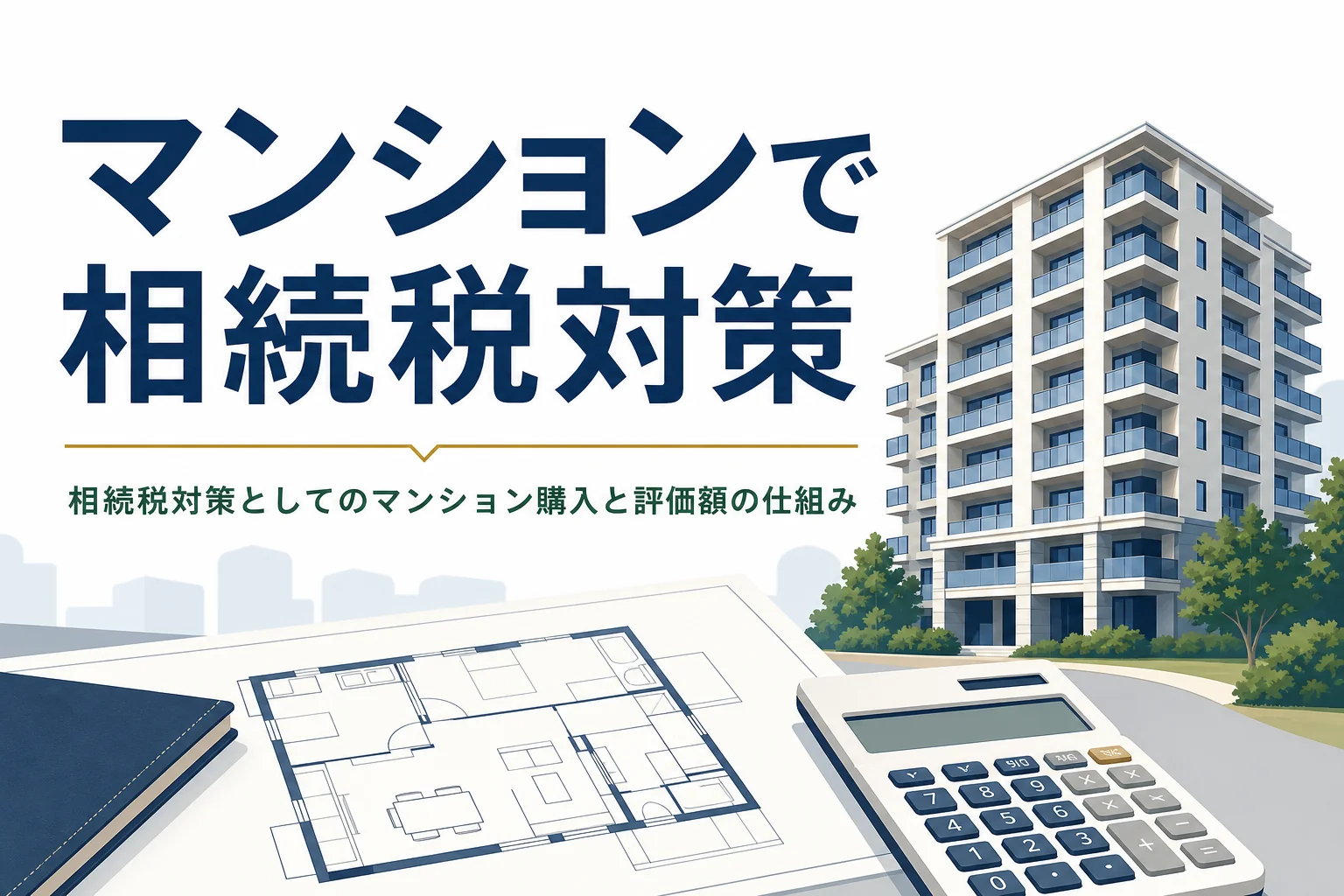 相続税対策としてのマンション購入と評価額の仕組みを解説する記事のアイキャッチ
