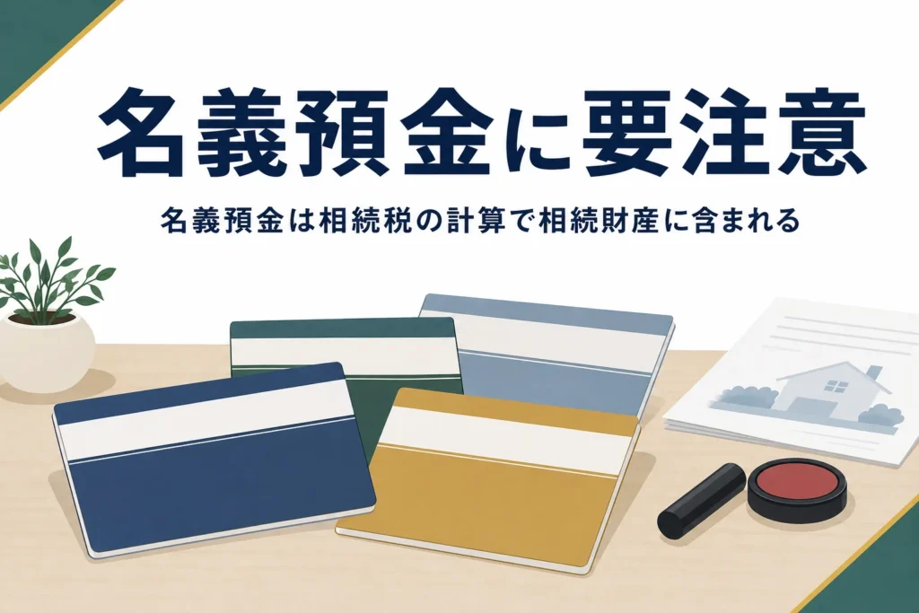 名義預金は相続税の計算で相続財産に含まれるを解説する記事のアイキャッチ