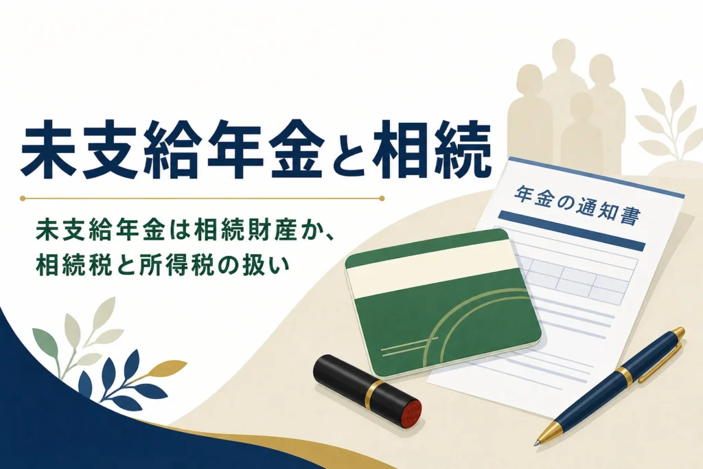 未支給年金が相続財産になるかと相続税・所得税の扱いを解説する記事のアイキャッチ