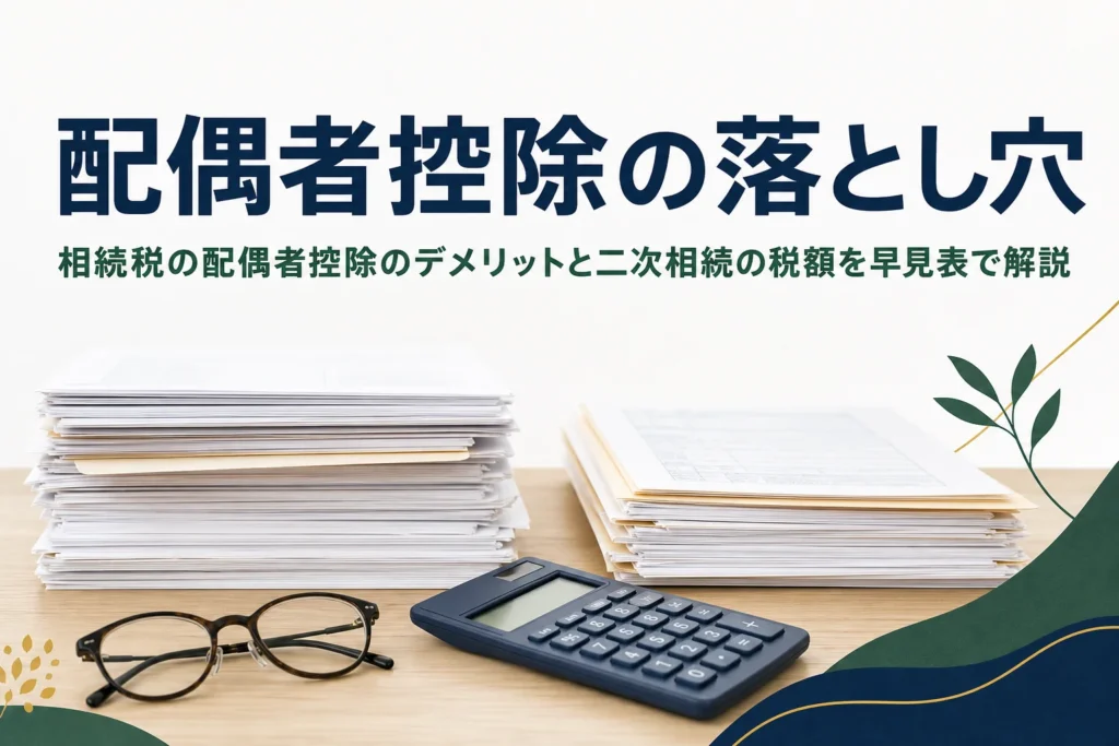 相続税の配偶者控除のデメリットと二次相続の税額を早見表で解説する記事のアイキャッチ