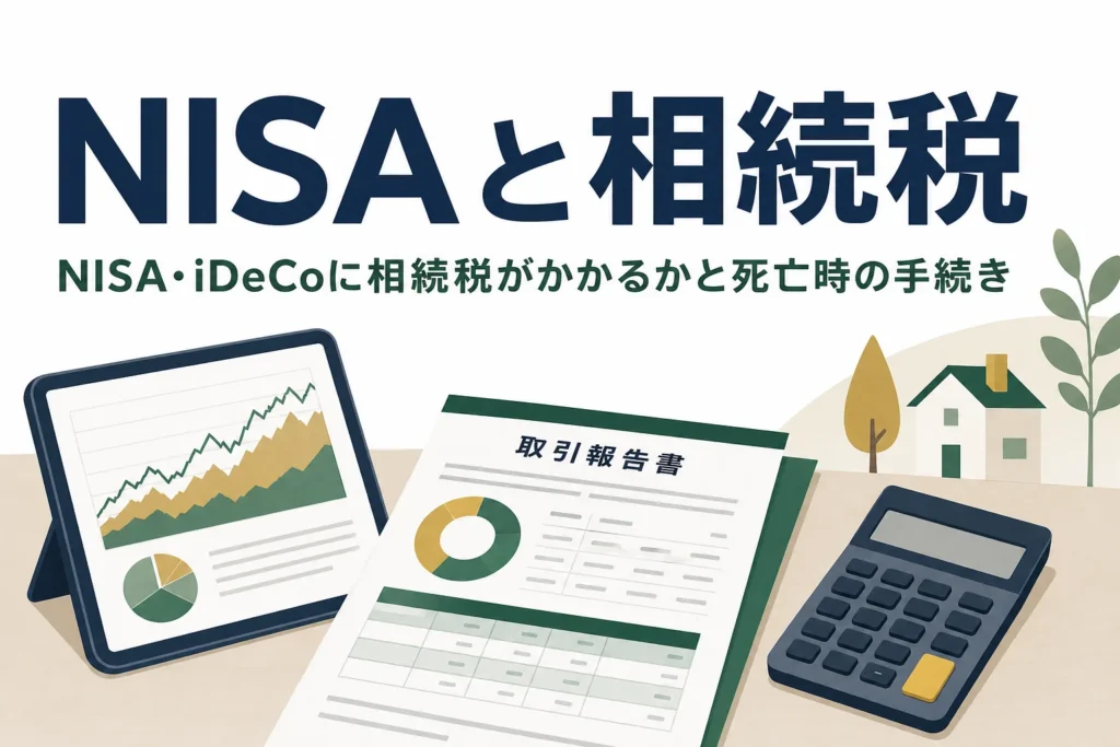 NISAとiDeCoが相続税の対象になるかと死亡時の手続きを解説する記事のアイキャッチ