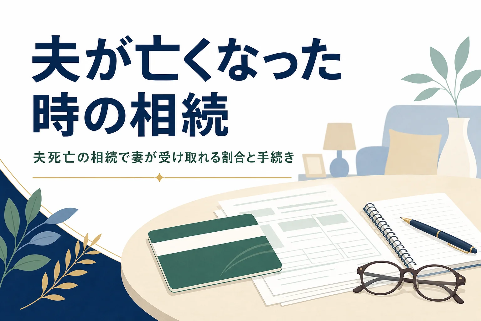 夫が亡くなった時の相続と妻の相続分を解説する記事のアイキャッチ