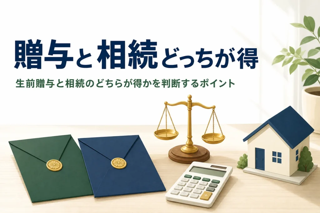 生前贈与と相続のどちらが得かを税率で比べる記事のアイキャッチ
