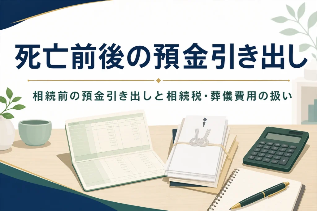 死亡前後に預金を引き出した時の相続税の扱いを解説する記事のアイキャッチ