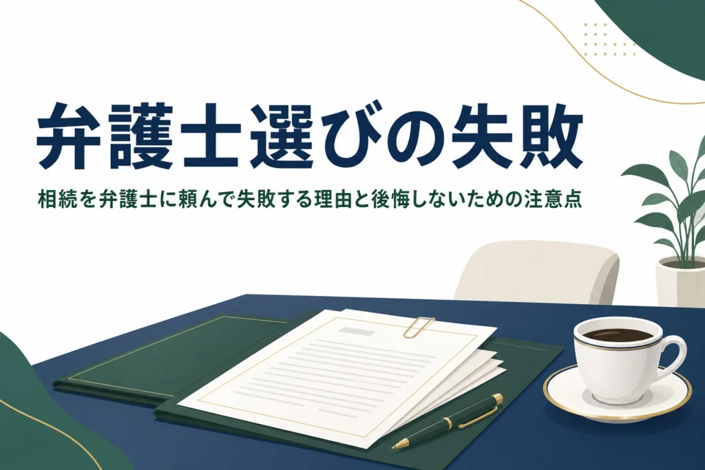 「弁護士選びの失敗」を解説する記事のアイキャッチ
