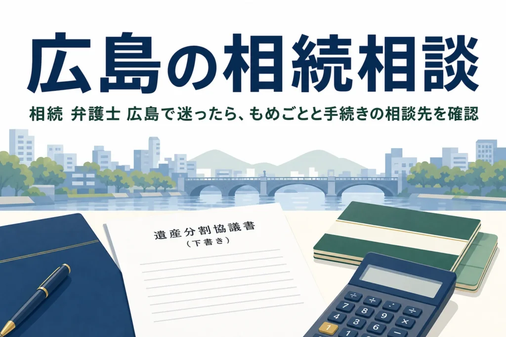 広島県で相続を弁護士に相談したい方向けに、相続の窓口と相談先をまとめた記事のアイキャッチ