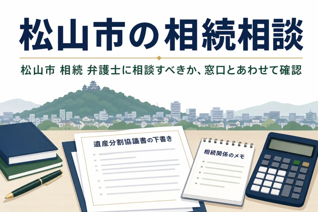松山市で相続を弁護士に相談したい方向けに、相続の窓口と相談先をまとめた記事のアイキャッチ