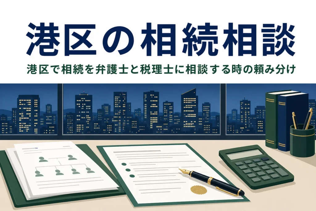 港区で相続を弁護士と税理士にどう頼み分けるかと手続きの窓口を解説する記事のアイキャッチ