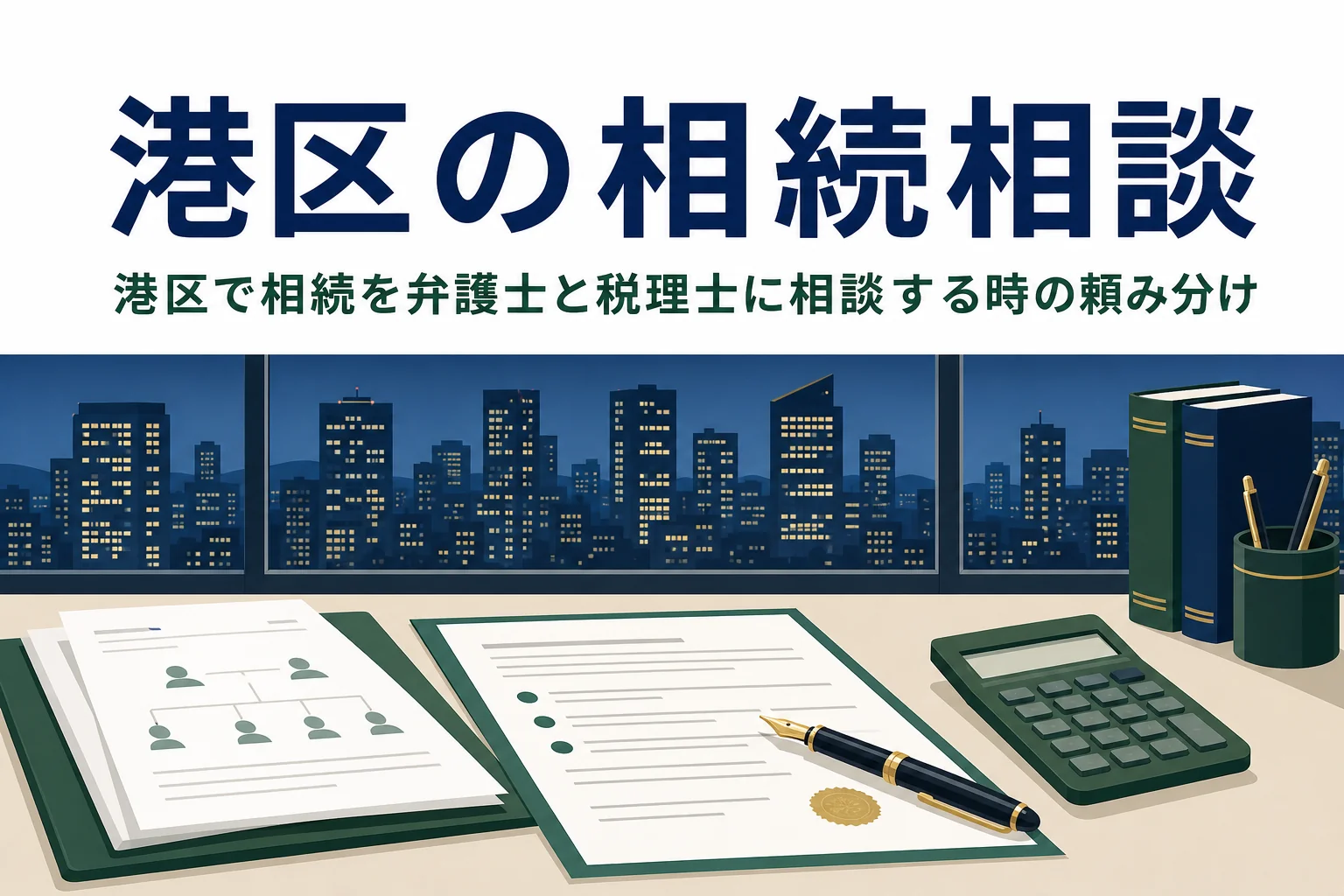 港区で相続を弁護士と税理士にどう頼み分けるかと手続きの窓口を解説する記事のアイキャッチ