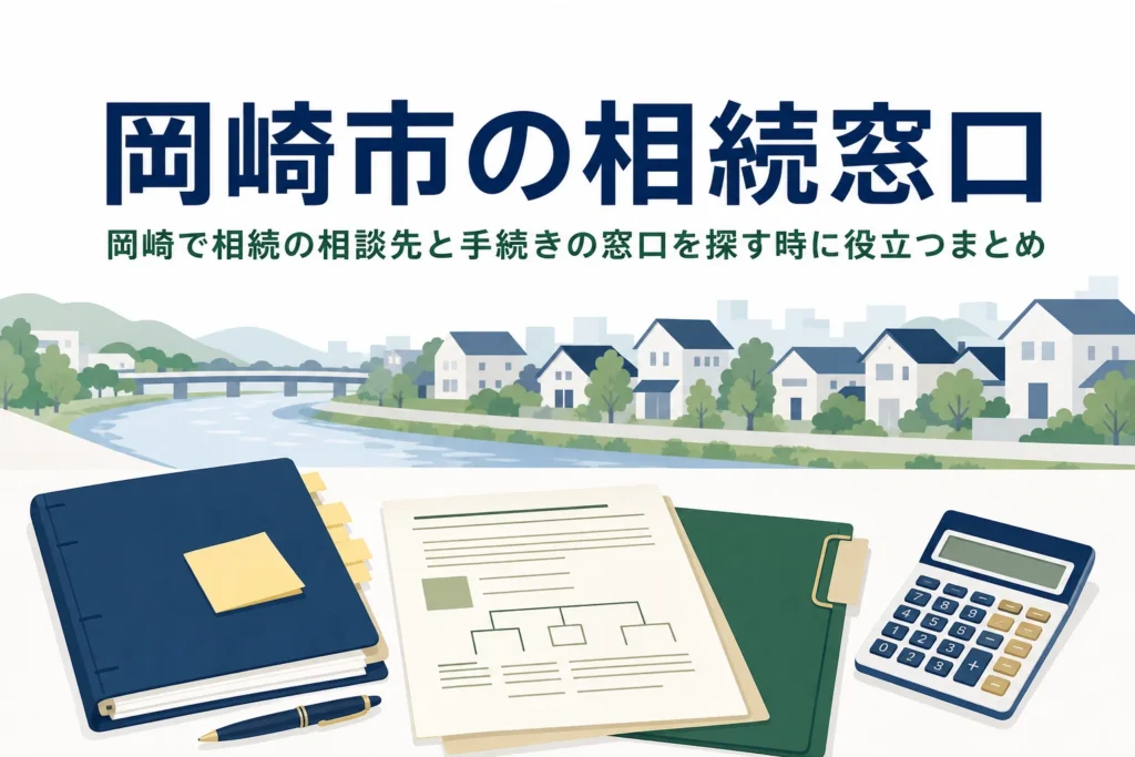 岡崎市で相続の手続き先と無料相談を含む相談先を解説する記事のアイキャッチ