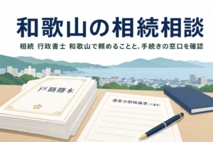 和歌山県で相続を行政書士に頼みたい方向けに、相続の窓口と相談先をまとめた記事のアイキャッチ