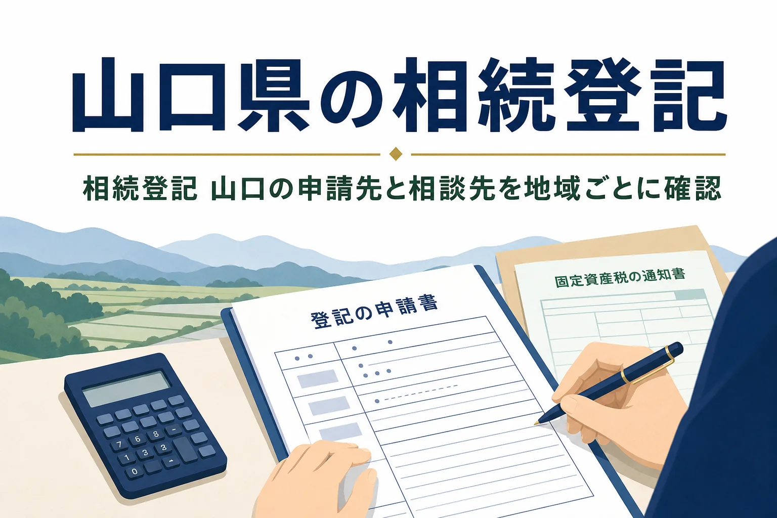 山口県で相続登記の申請先や相続の相談先を探す方向けの記事のアイキャッチ