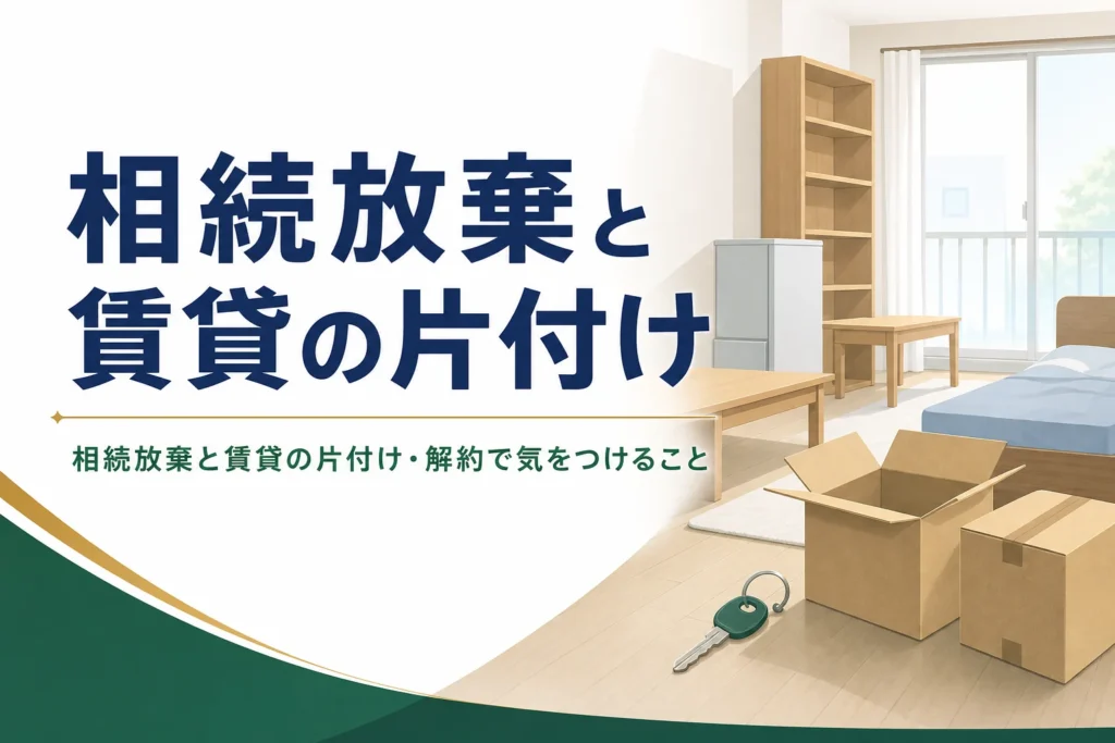 相続放棄と賃貸物件の片付け・解約の注意点を解説する記事のアイキャッチ
