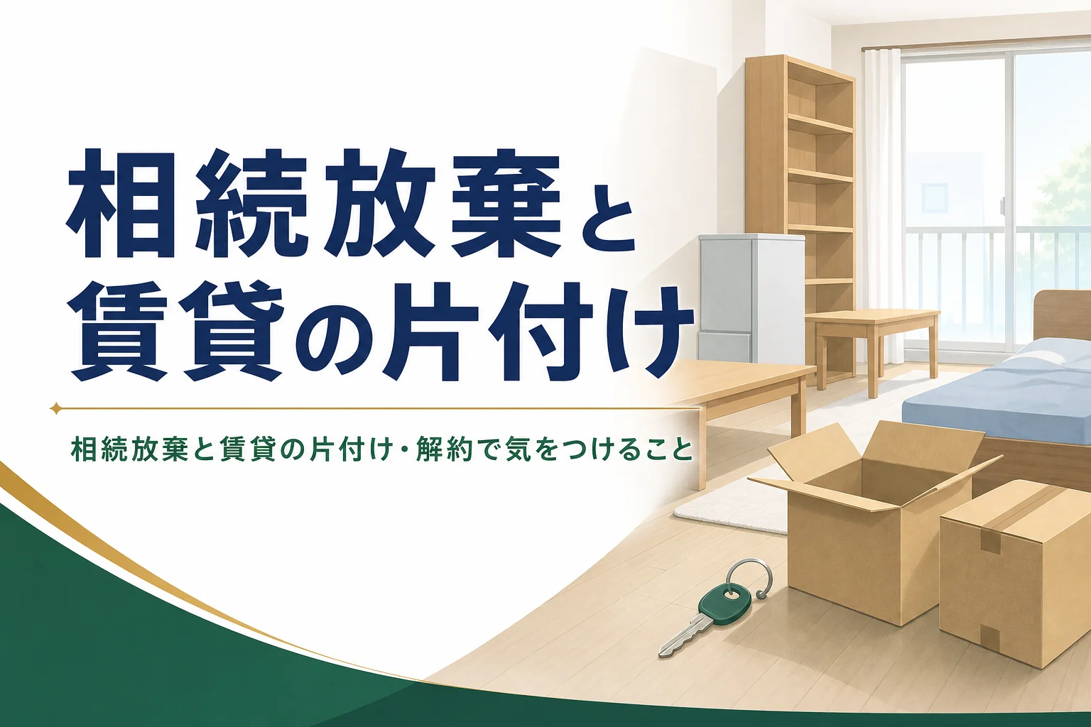相続放棄と賃貸物件の片付け・解約の注意点を解説する記事のアイキャッチ