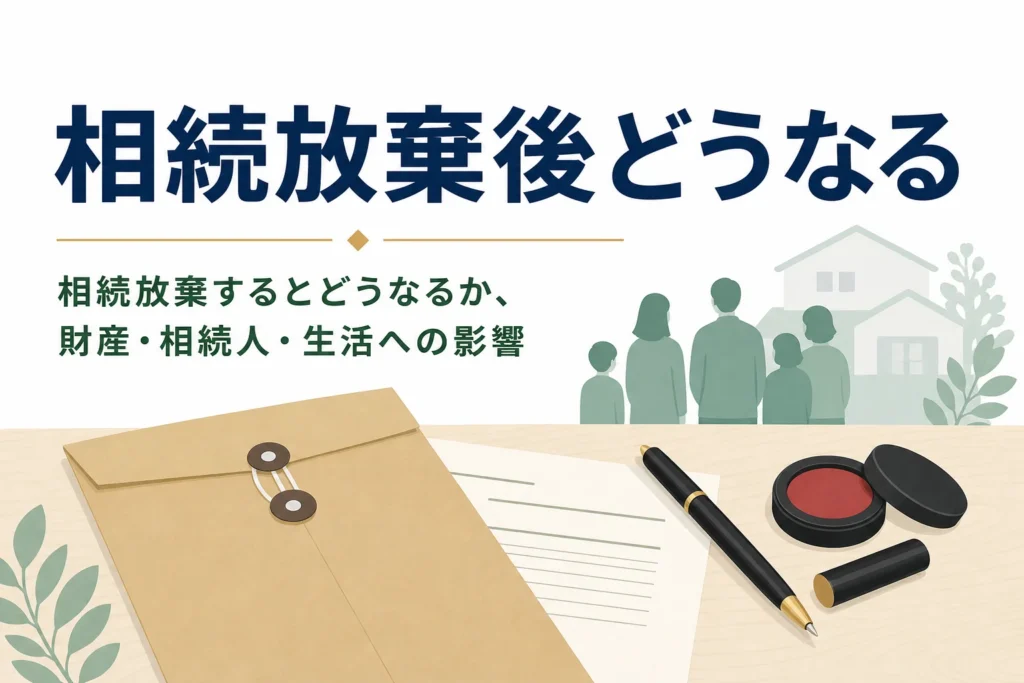 相続放棄するとどうなるかを財産・相続人・生活への影響に分けて解説する記事のアイキャッチ