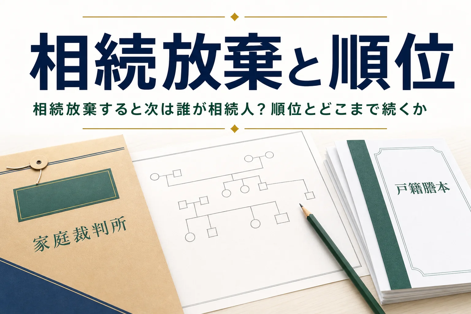 相続放棄をした後に次の相続人が誰になるかと順位を解説する記事のアイキャッチ