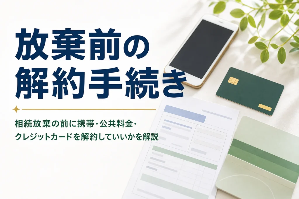 相続放棄の前に携帯・公共料金・クレジットカードを解約していいかを解説する記事のアイキャッチ