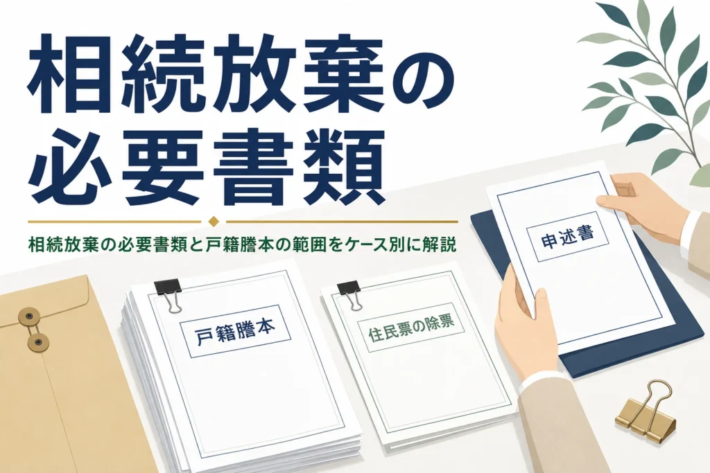 相続放棄の必要書類と戸籍謄本の集め方を解説する記事のアイキャッチ