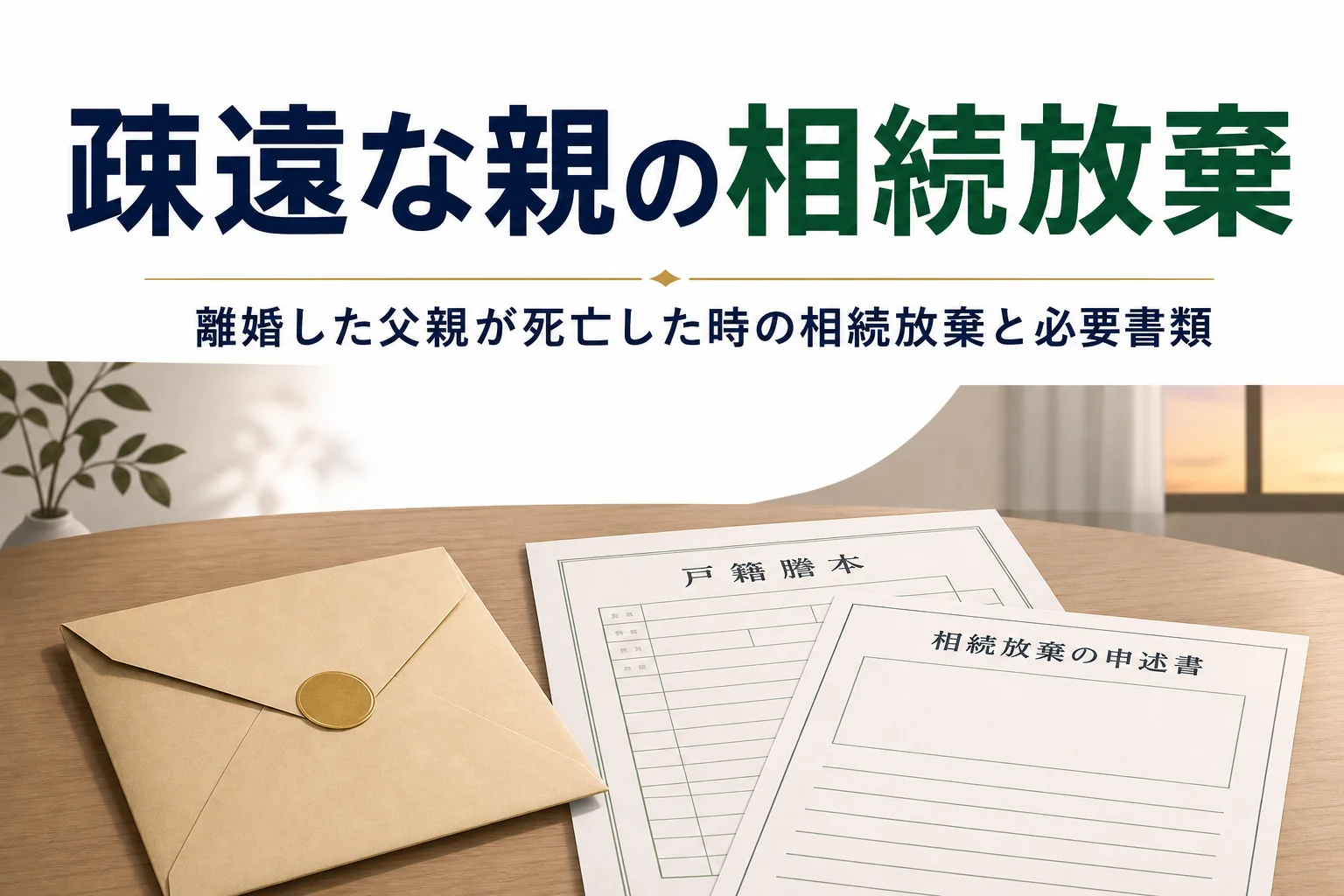疎遠な親や離婚した親が亡くなった時の相続放棄を解説する記事のアイキャッチ