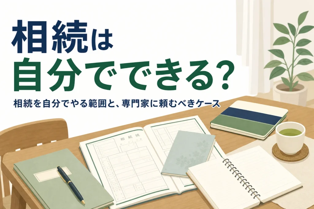 相続手続きを自分でやる範囲と専門家に頼むケースを解説する記事のアイキャッチ