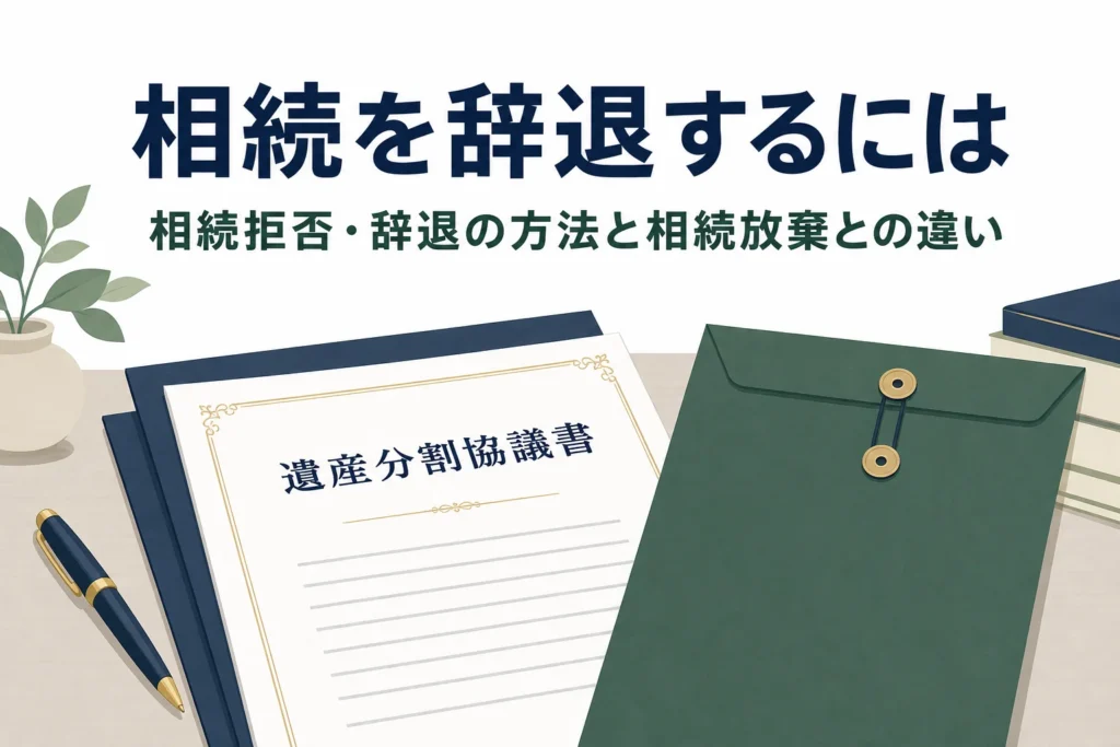 相続拒否・相続辞退の方法と相続放棄との違いを解説する記事のアイキャッチ