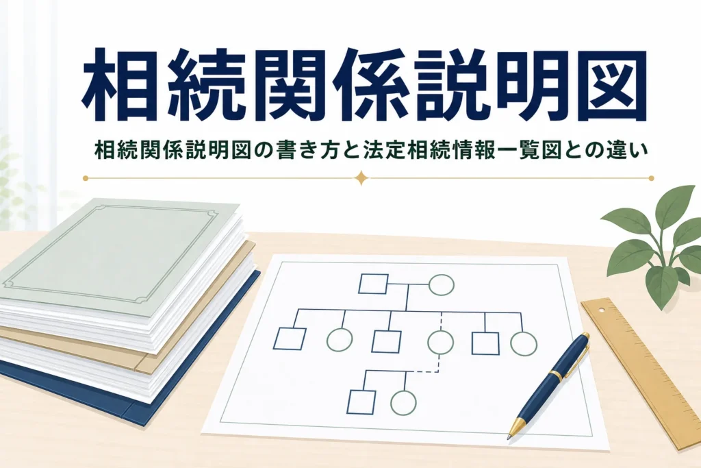 相続関係説明図の書き方を解説する記事のアイキャッチ