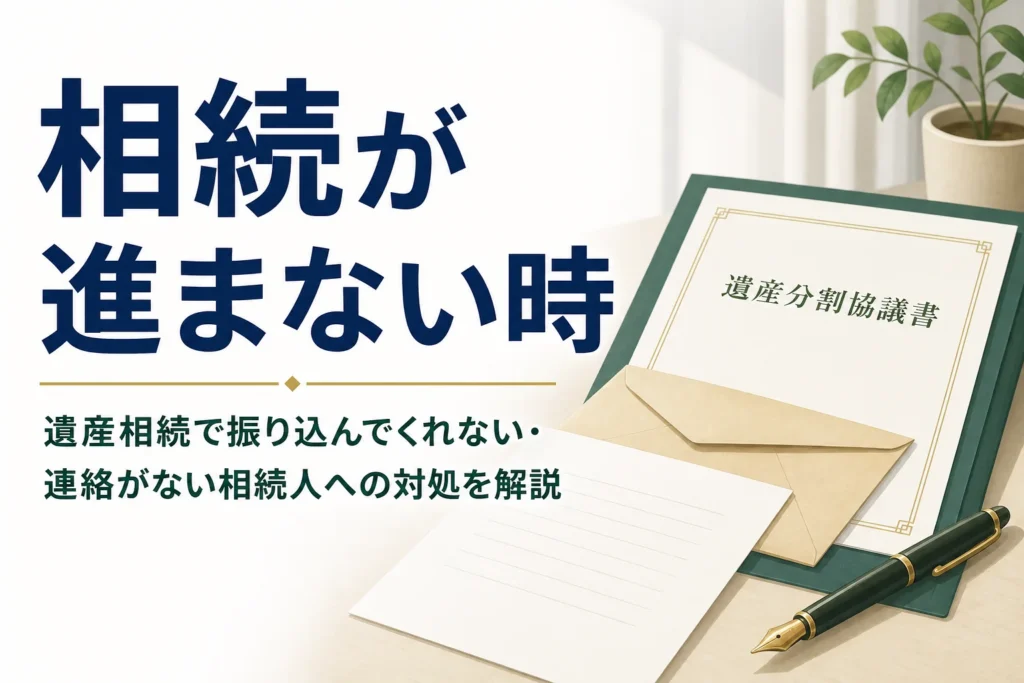 遺産相続で振り込んでくれない・連絡がない相続人への対処を解説する記事のアイキャッチ