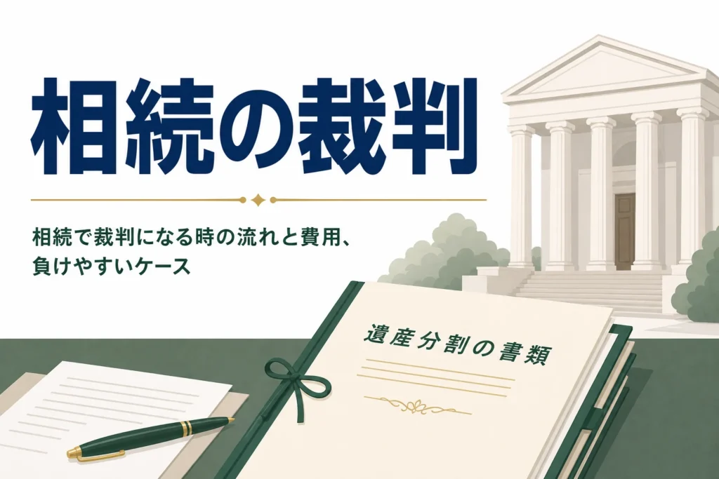 遺産相続で裁判になる時の流れや費用、負けやすいケースを解説する記事のアイキャッチ