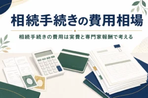相続手続きの費用相場と誰が払うかを解説する記事のアイキャッチ