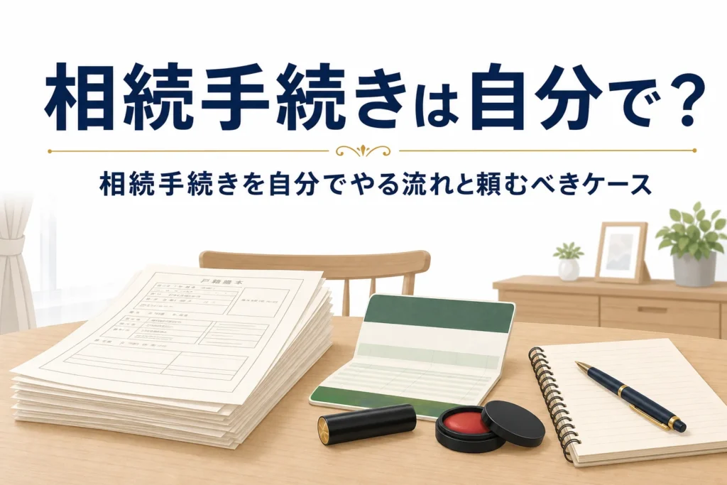 相続手続きを自分でやる流れと専門家に頼むべきケースを解説する記事のアイキャッチ
