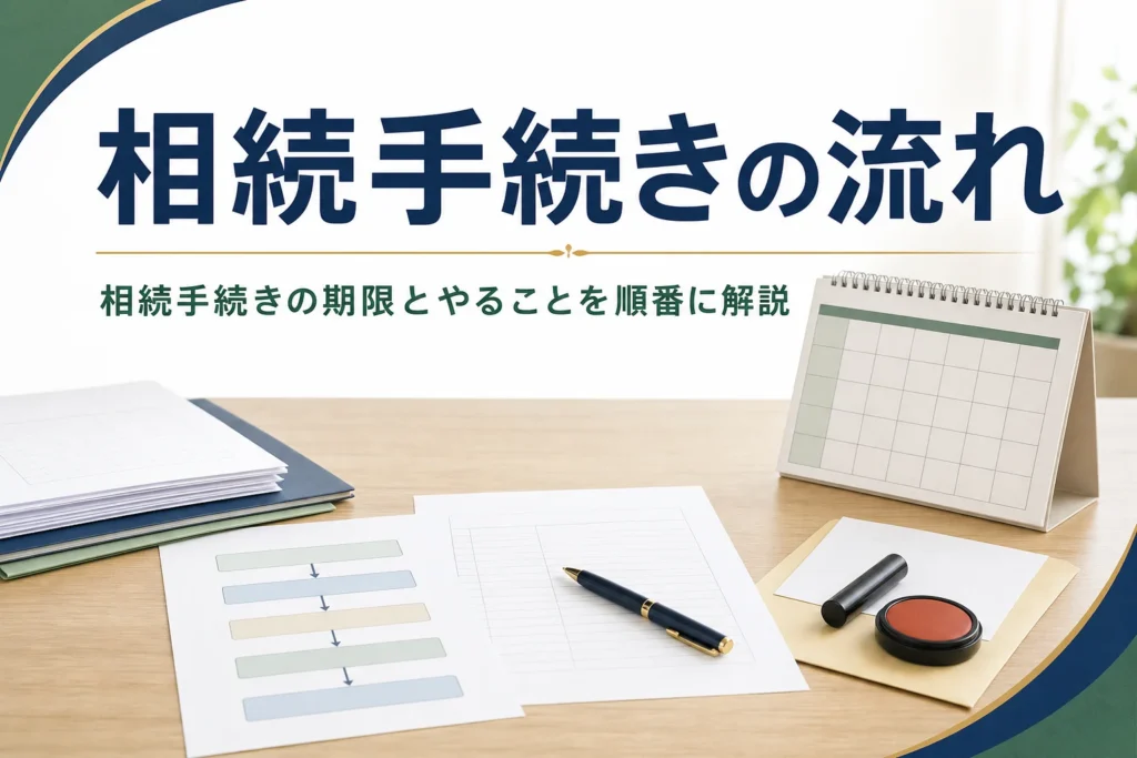 相続手続きの流れと期限を順番に解説する記事のアイキャッチ