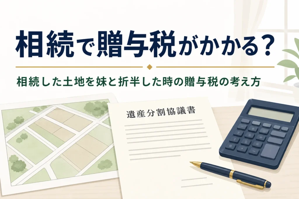 相続した土地を分ける時に贈与税がかかるケースを解説する記事のアイキャッチ