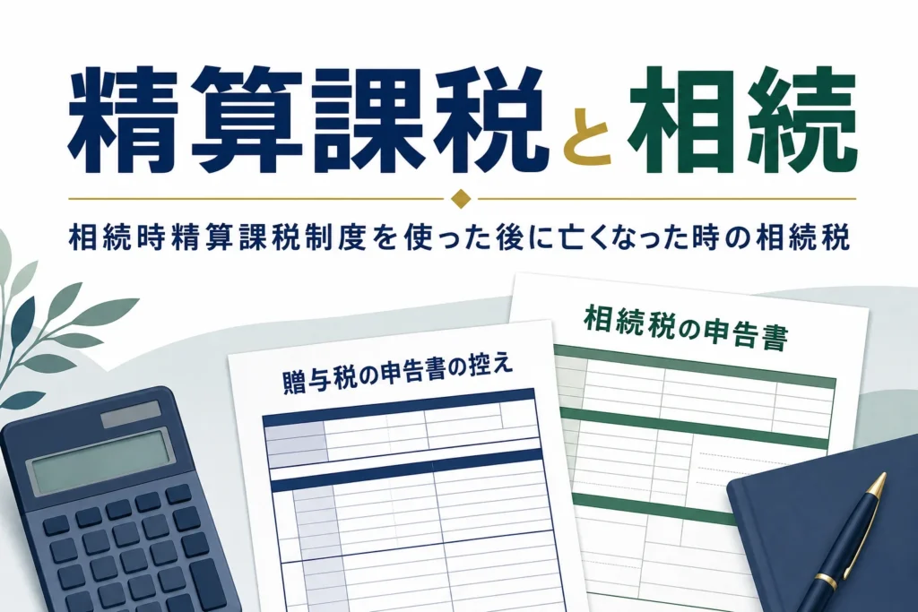 相続時精算課税制度を使った後に贈与者が亡くなった時の相続税の計算と手続きを解説する記事のアイキャッチ