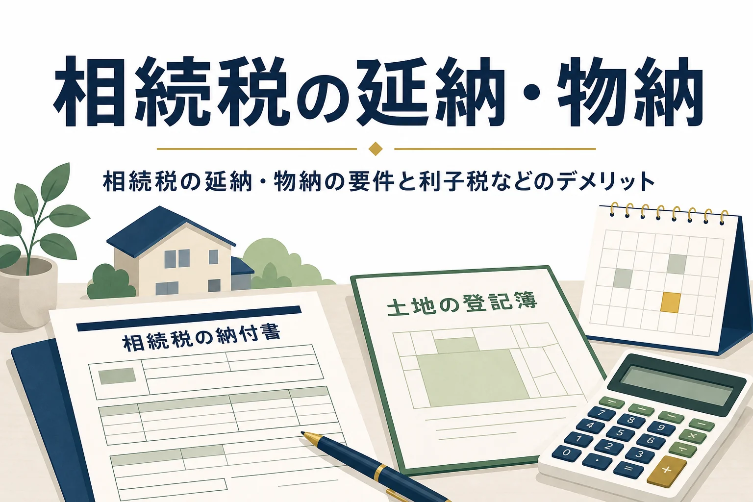 相続税の延納と物納の要件やデメリットを解説する記事のアイキャッチ