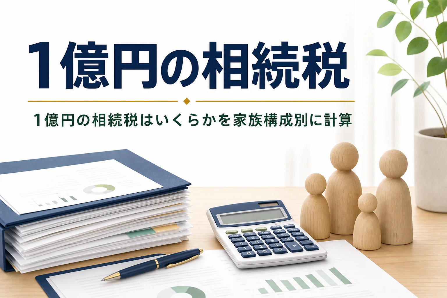 遺産1億円の相続税がいくらかを家族構成別に解説する記事のアイキャッチ