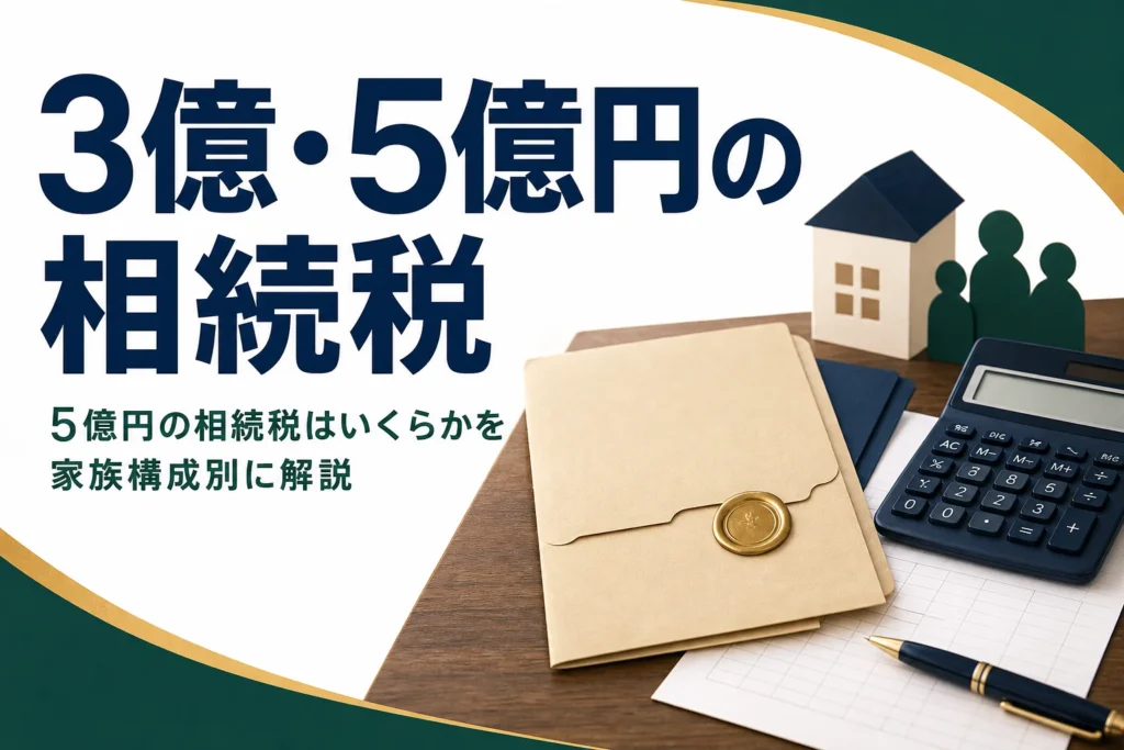 遺産3億円・5億円など高額な遺産の相続税がいくらかを解説する記事のアイキャッチ